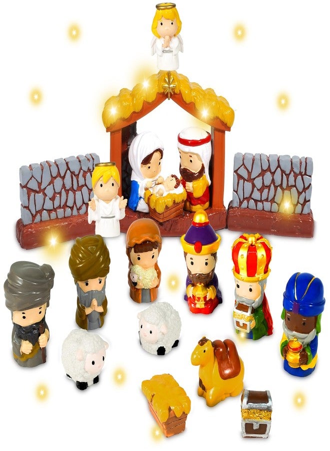 Pamonrueer 19 Pcs Christmas Little Nativity Set Christmas Nativity Scene Resin Hand-Painted Nativity Set Figurines for Party Decorations Tabletop - Image 1